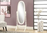 Traditional Antique White Wood Framed Oval Cheval Mirror