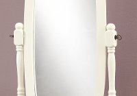 Traditional Antique White Wood Framed Oval Cheval Mirror-2