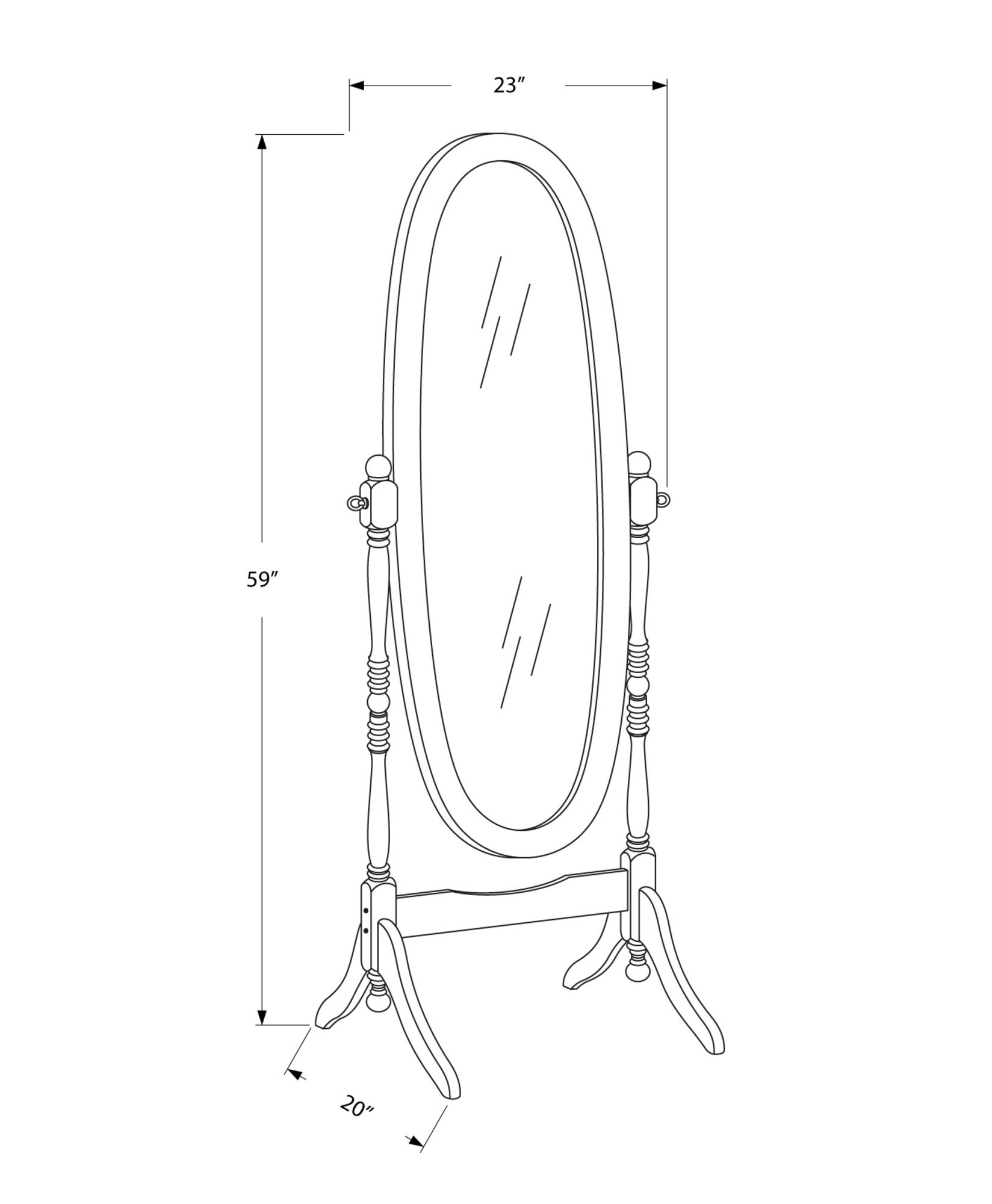 Traditional Antique White Wood Framed Oval Cheval Mirror-4