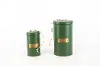Magnolia Home Furniture 4 Inch Green and Brass Metal Canister