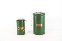 Magnolia Home Furniture 4 Inch Green and Brass Metal Canister