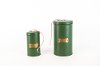 Magnolia Home Furniture 6 Inch Green and Brass Metal Canister
