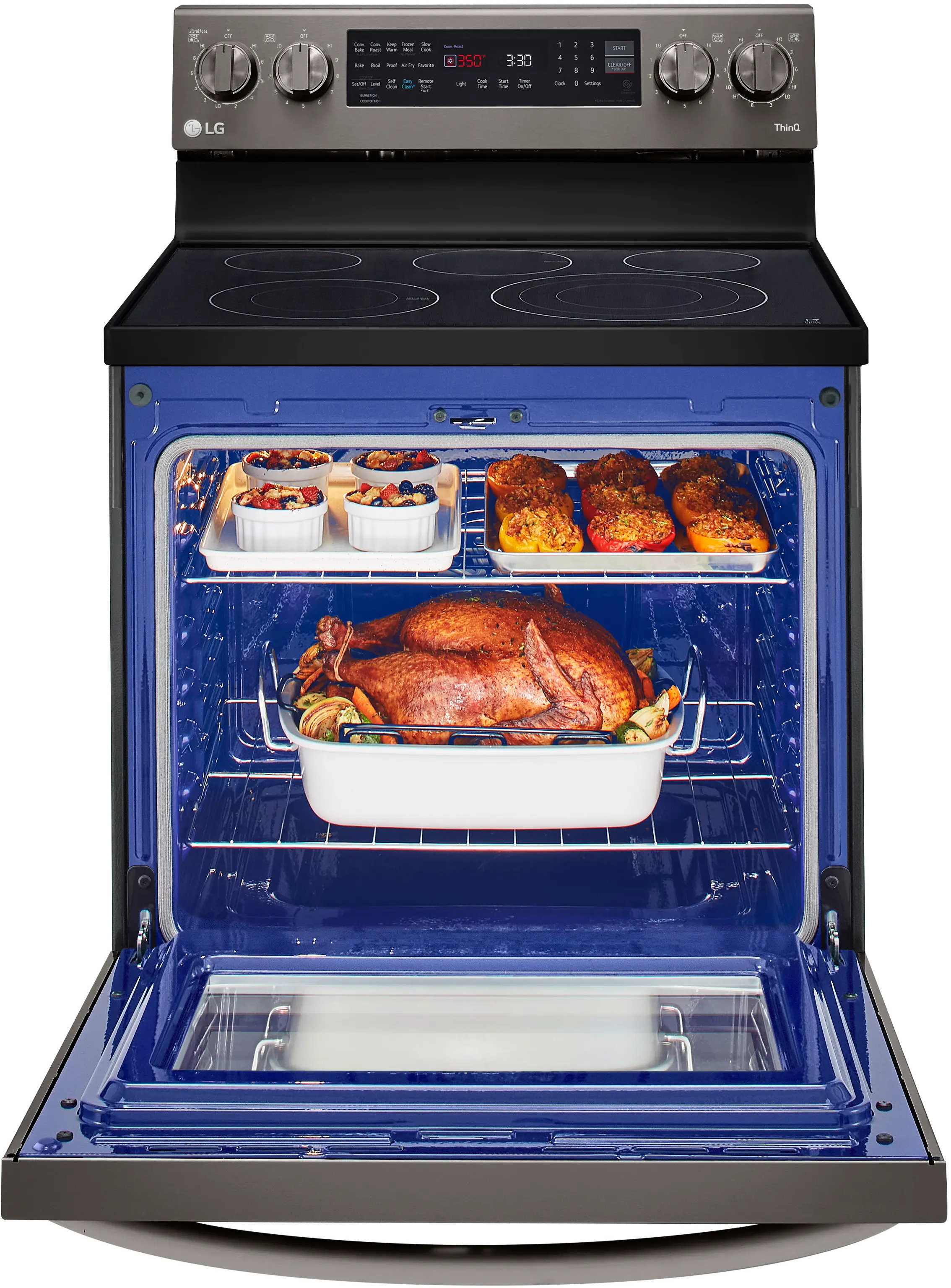 LREL6325D LG 30 Inch Smart Electric Oven Range with InstaView Window - 6.3 cu. ft., Black Stainless Steel-5