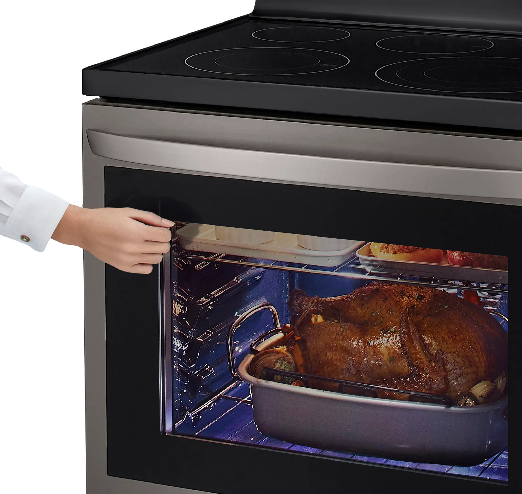 LREL6325D LG 30 Inch Smart Electric Oven Range with InstaView Window - 6.3 cu. ft., Black Stainless Steel-7