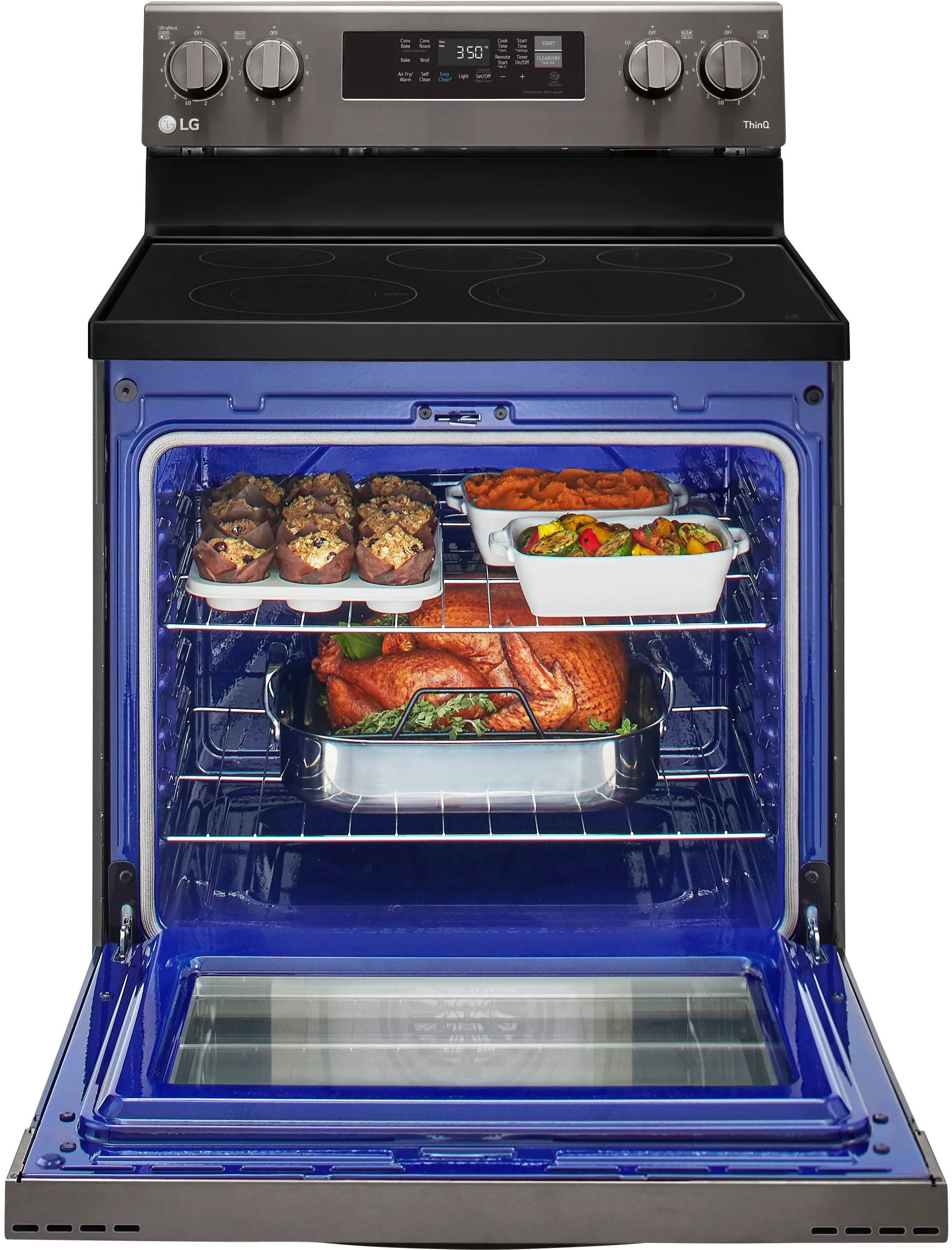 LREL6323D LG 30 Inch Electric Smart Convection Range with Air Fry - 6.3 cu. ft., Black Stainless Steel-5