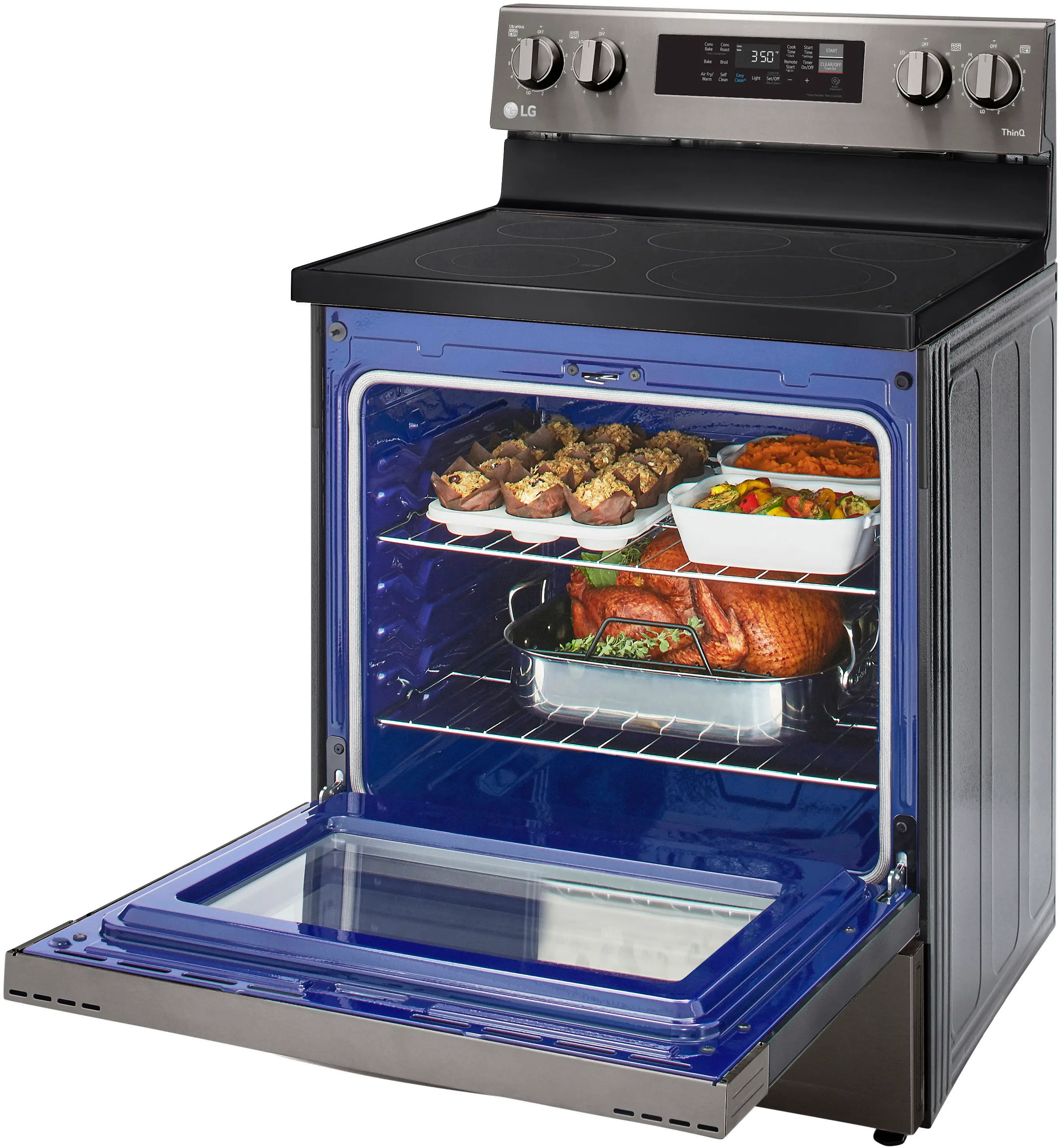 LREL6323D LG 30 Inch Electric Smart Convection Range with Air Fry - 6.3 cu. ft., Black Stainless Steel-6