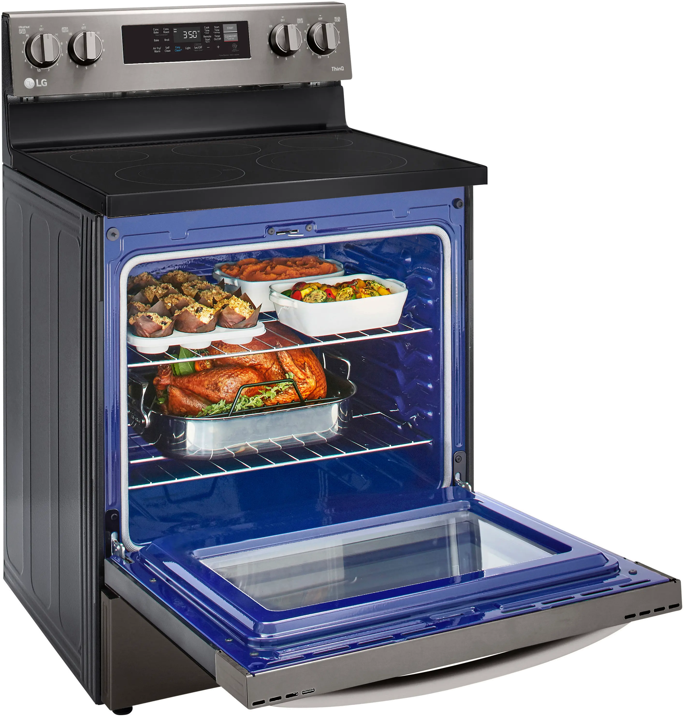 LREL6323D LG 30 Inch Electric Smart Convection Range with Air Fry - 6.3 cu. ft., Black Stainless Steel-7
