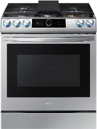 NX60T8711SS Samsung 30 Inch Slide In Gas Range with SmartDial and Air Fry - 6 cu. ft. Fingerprint Resistant Stainless Steel