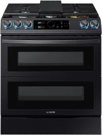 NX60T8751SG Samsung Flex Duo Front Control Slide In Gas Range with Smart Dial - Black Stainless Steel, 6.0 cu. ft.