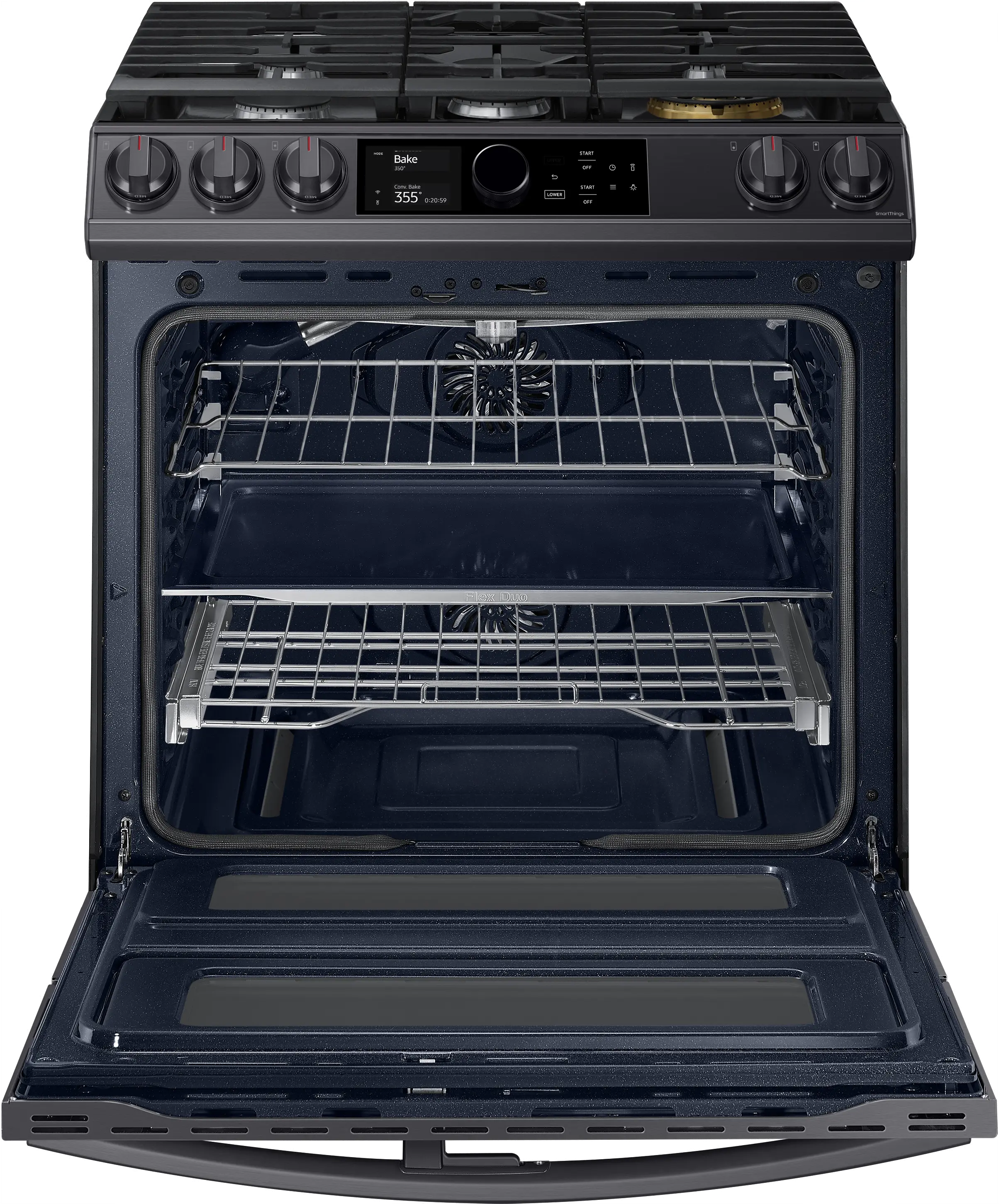 NX60T8751SG Samsung Flex Duo Front Control Slide In Gas Range with Smart Dial - Black Stainless Steel, 6.0 cu. ft.-2
