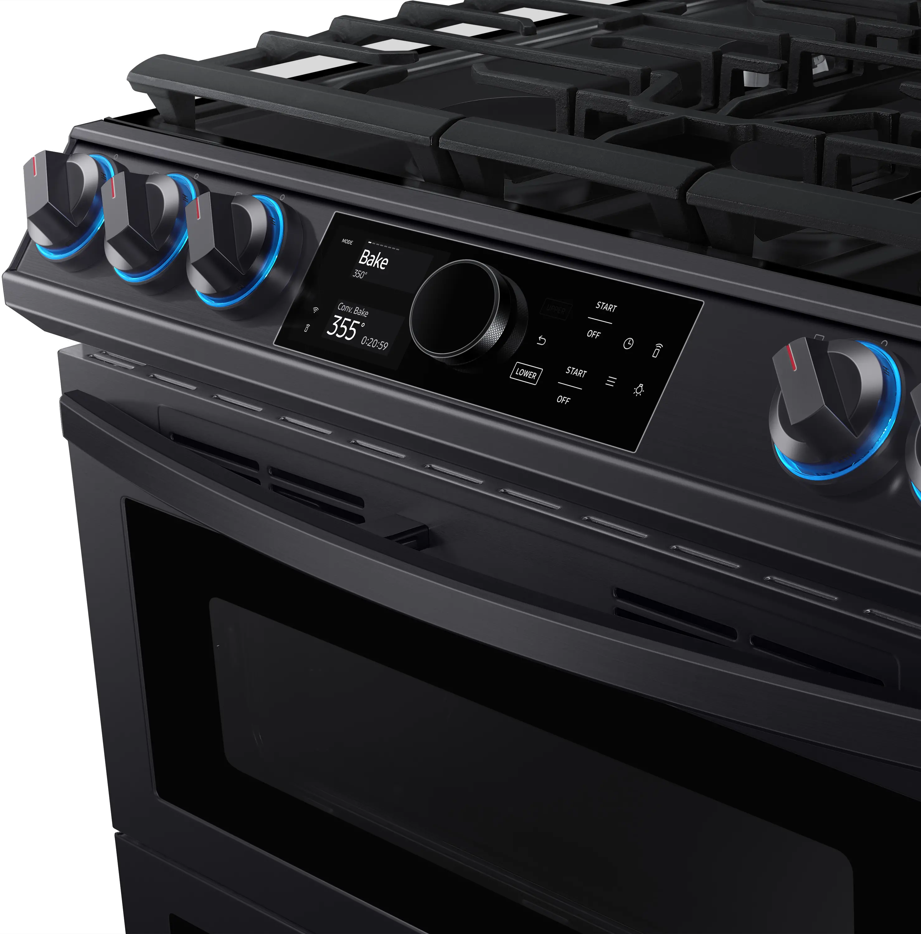 NX60T8751SG Samsung Flex Duo Front Control Slide In Gas Range with Smart Dial - Black Stainless Steel, 6.0 cu. ft.-3