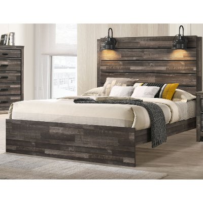 Rustic Contemporary Brown Queen Bed - Carter
