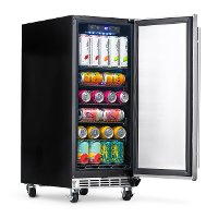 NOF090SS00 NewAir 15 Inch Built In Beverage Mini Refrigerator - 96 Cans, Weatherproof Stainless Steel-3
