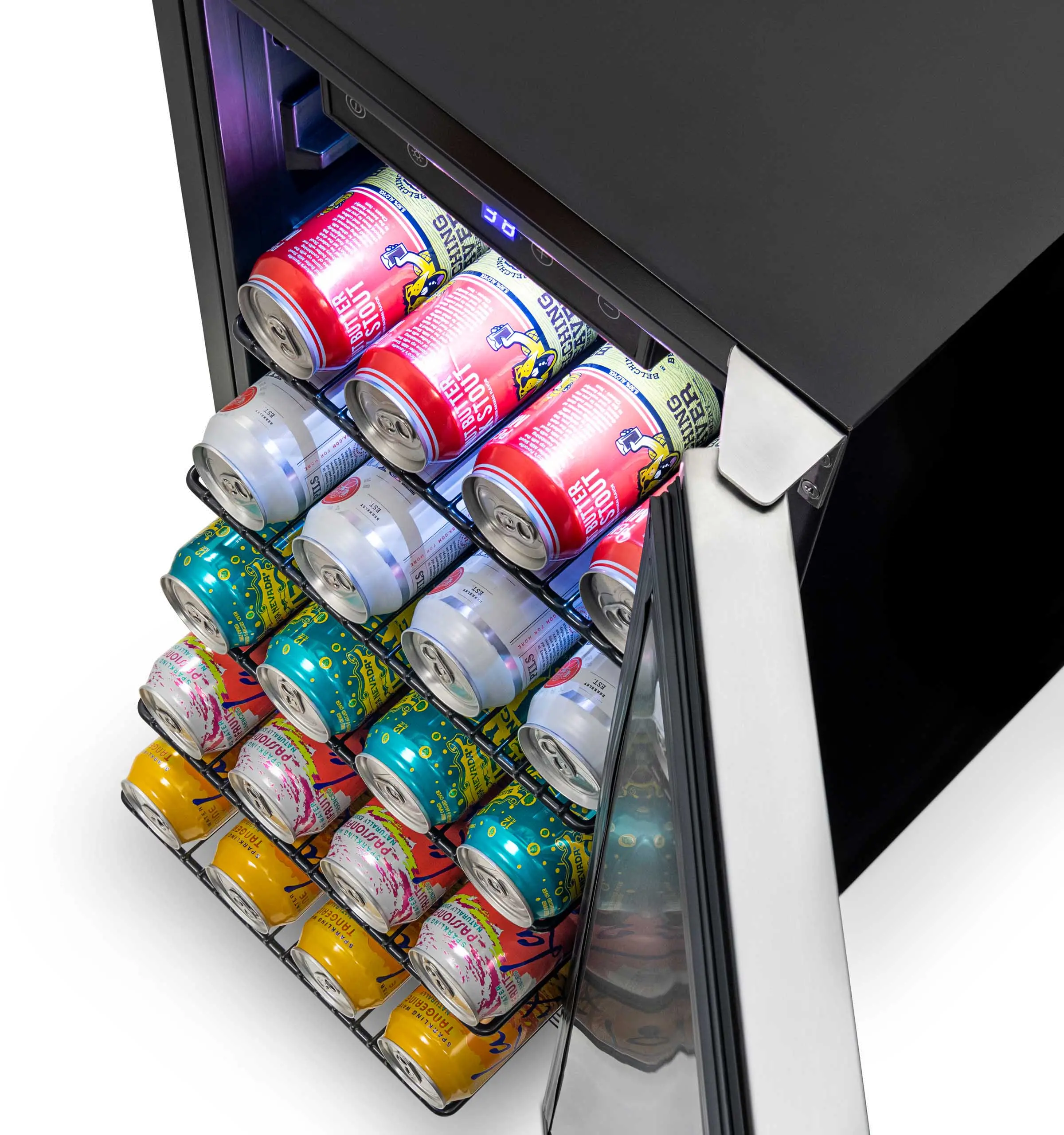 NOF090SS00 NewAir 15 Inch Built In Beverage Mini Refrigerator - 96 Cans, Weatherproof Stainless Steel-5