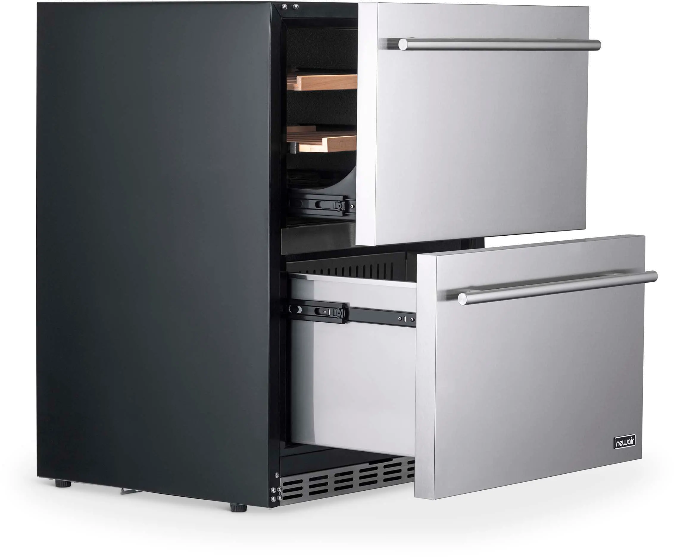 NOF100SS00 NewAir Two Drawer Indoor Outdoor Mini Fridge - 20 Bottles + 80 Cans, Stainless Steel-8