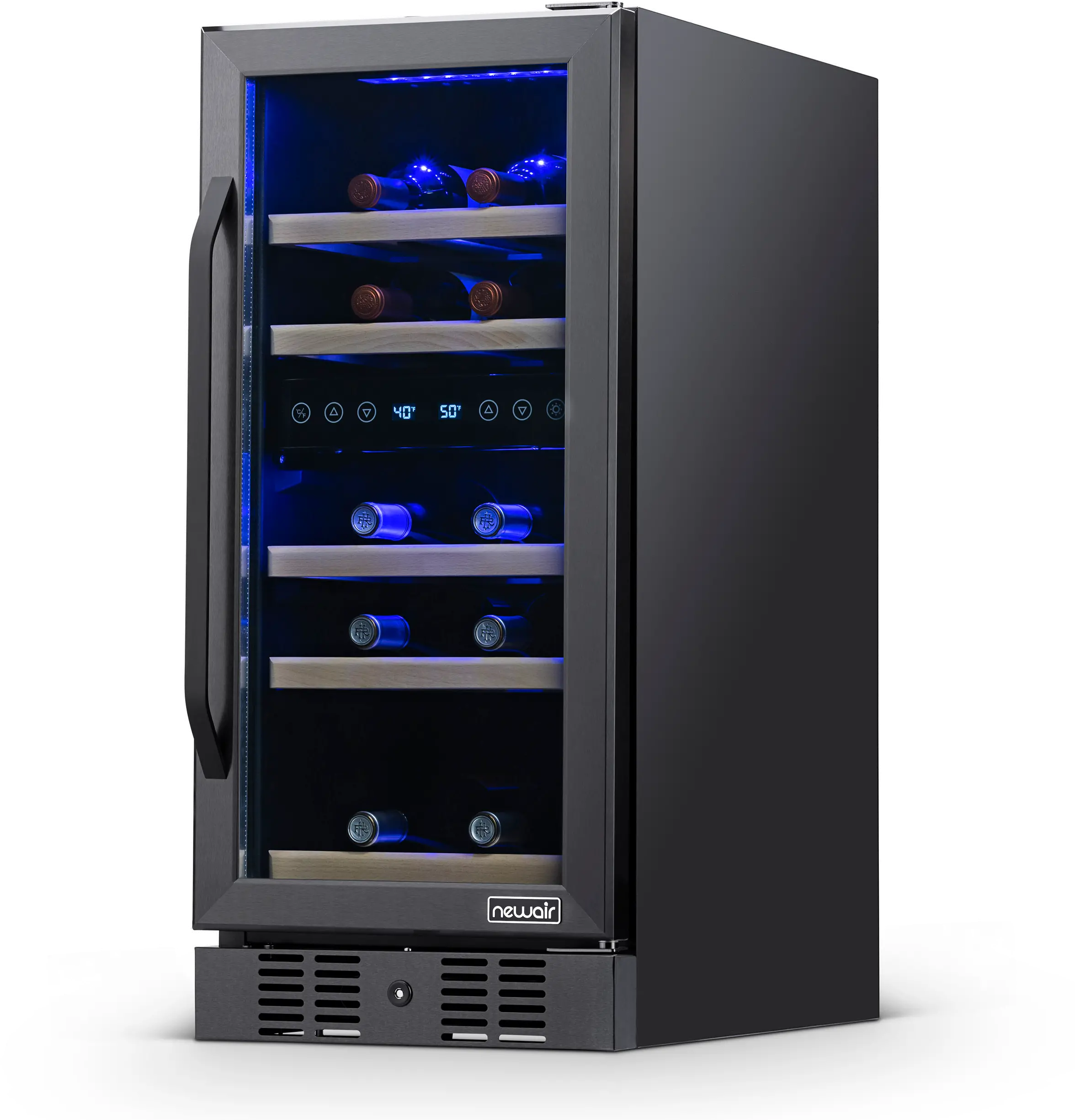 NWC029BS00 NewAir 29 Bottle Dual Zone Wine Fridge - Black Stainless Steel-3