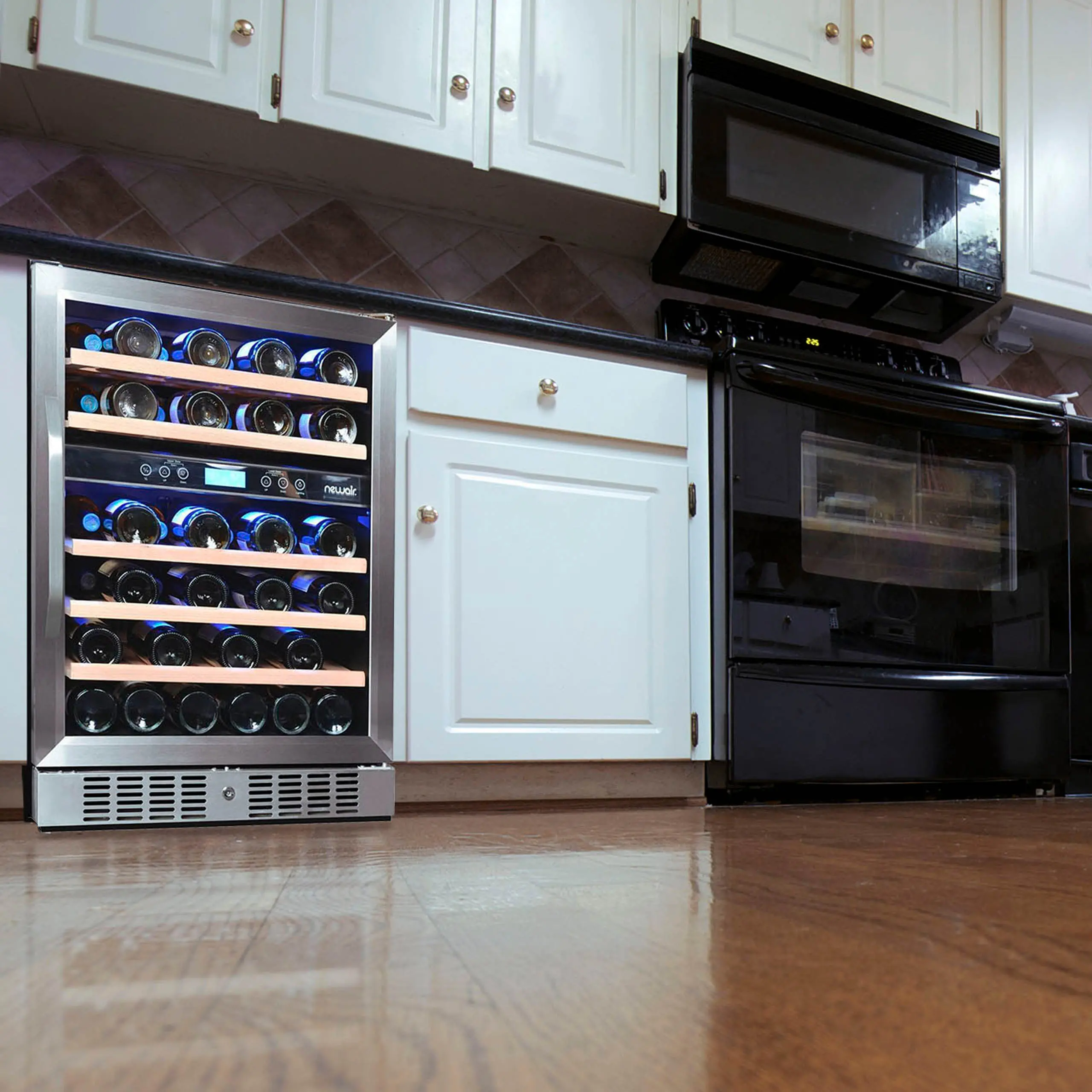 NWC046SS01 NewAir 24 Inch 46 Bottle Dual Zone Wine Refrigerator - Stainless Steel-7