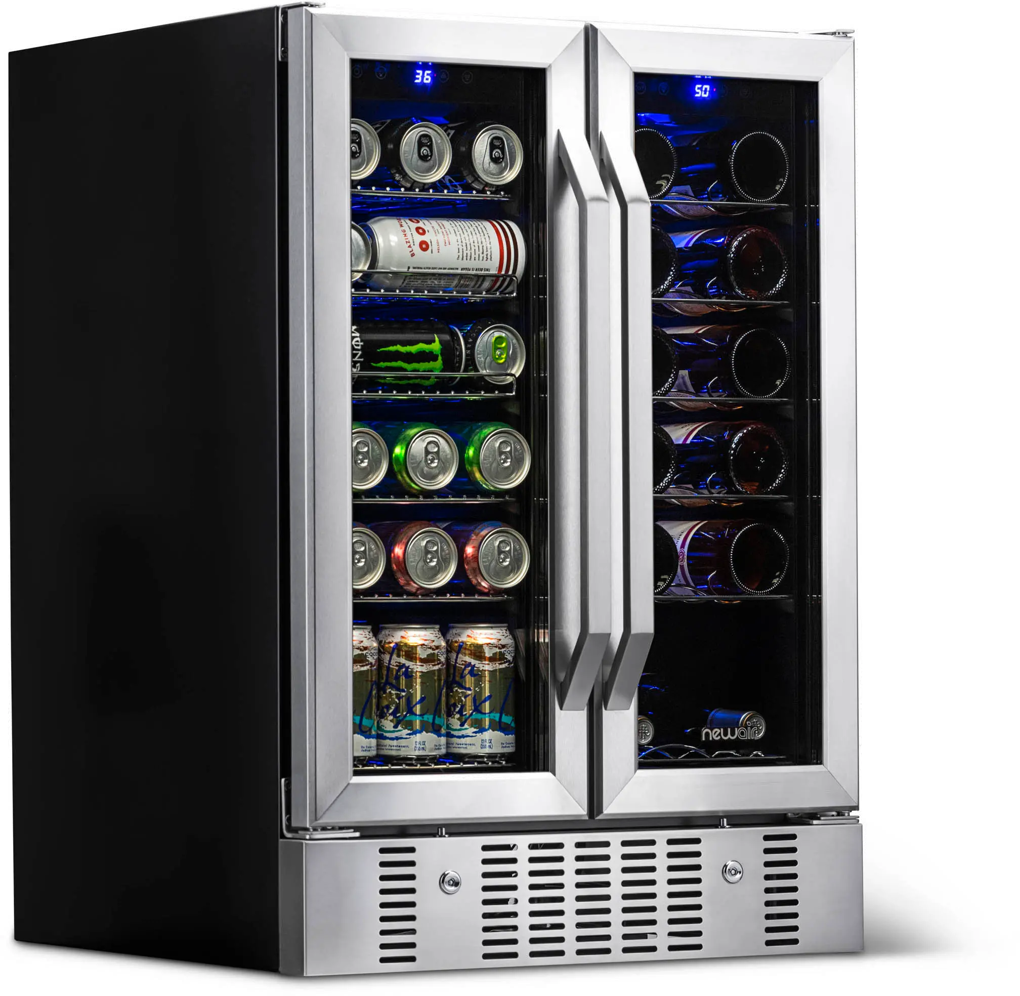 AWB-360DB NewAir 24 Inch Dual Zone Mini Fridge - Stainless Steel-3