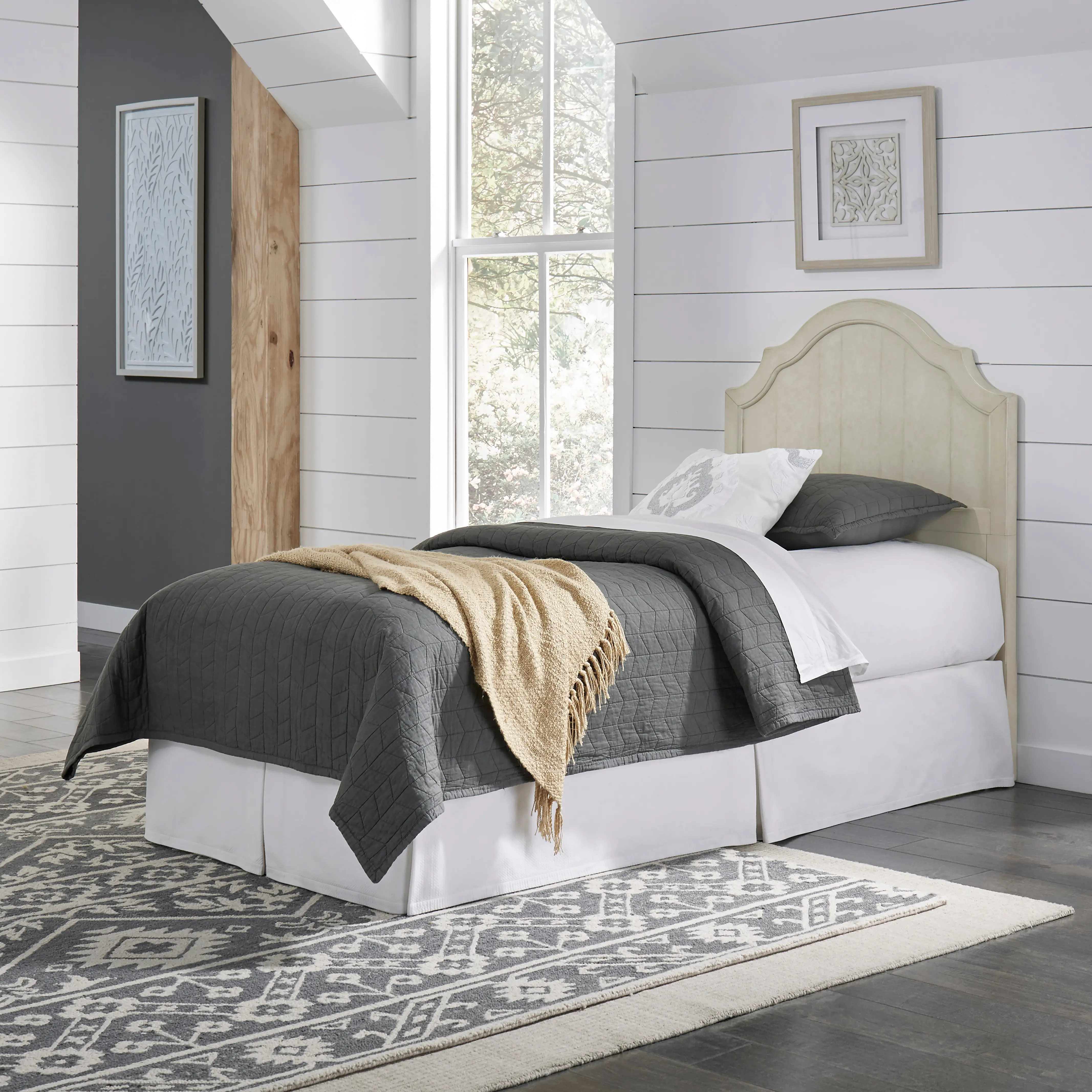 Farmhouse Antiqued White Twin Headboard - Provence-2