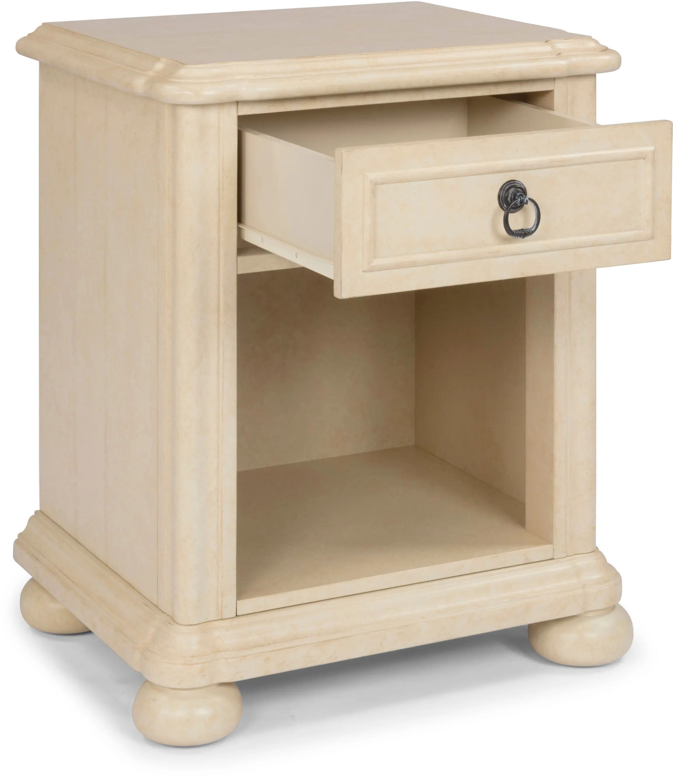 Farmhouse Antiqued White Nightstand - Provence-5