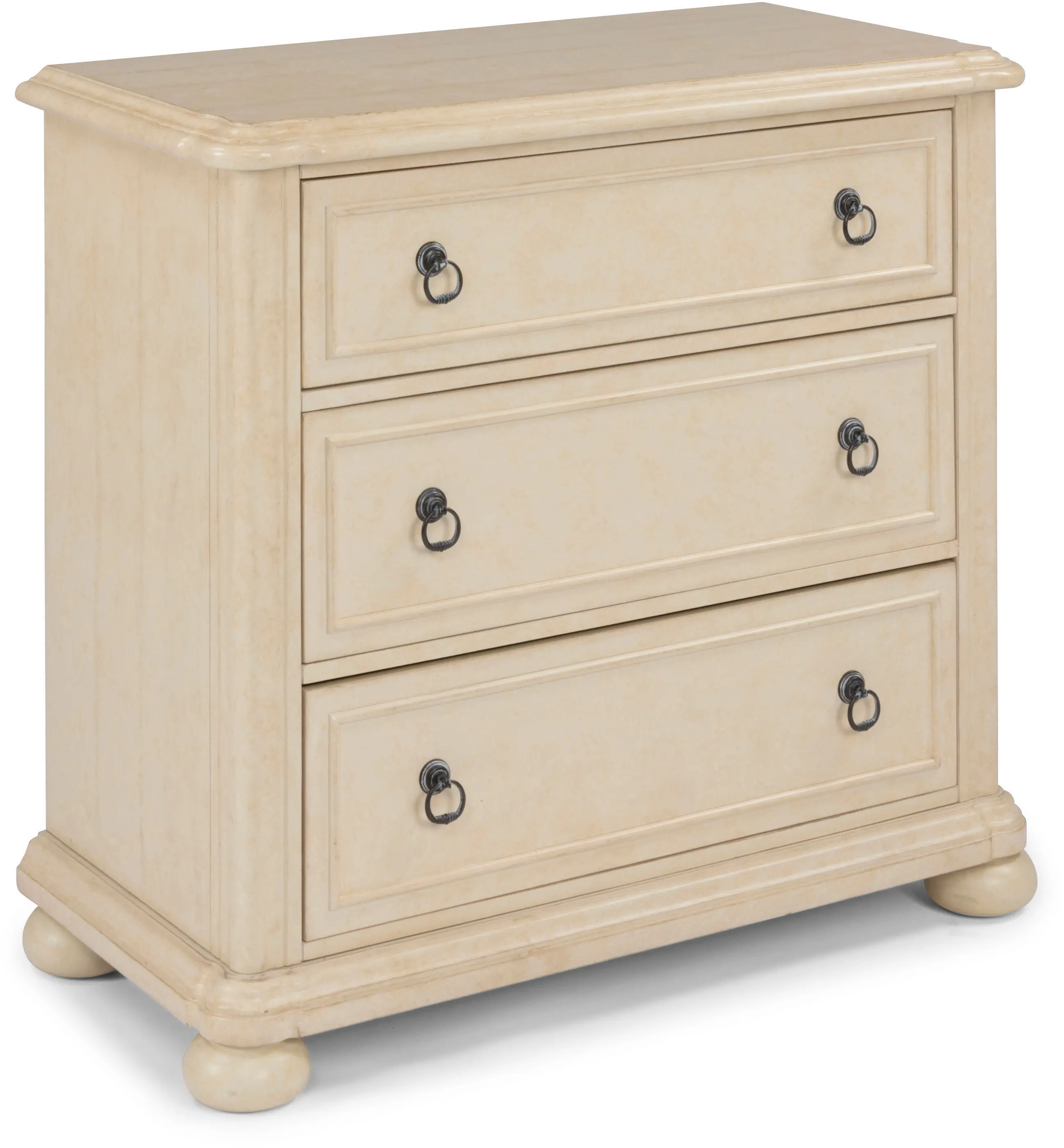 Farmhouse Antiqued White 3 Drawer Chest - Provence-4