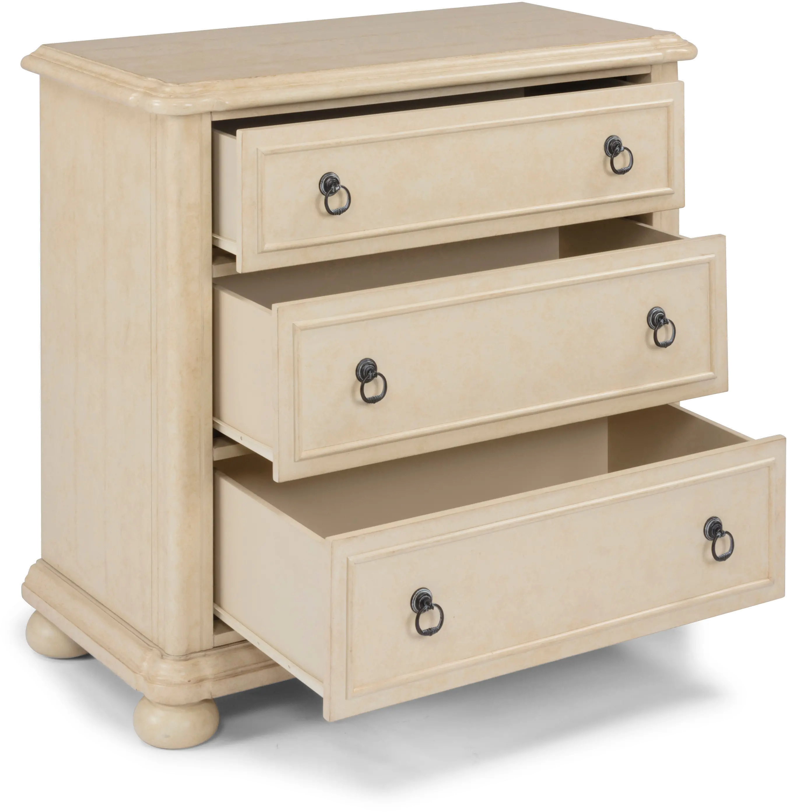 Farmhouse Antiqued White 3 Drawer Chest - Provence-5