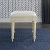 Antique White Vanity Bench - Provence