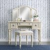 2 Piece Antiqued White Vanity and Bench - Provence