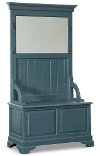 Distressed Blue Hall Tree Stand with Lift Up Storage Bench