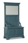 Distressed Blue Hall Tree Stand with Lift Up Storage Bench