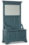 Distressed Blue Hall Tree Stand with Lift Up Storage Bench