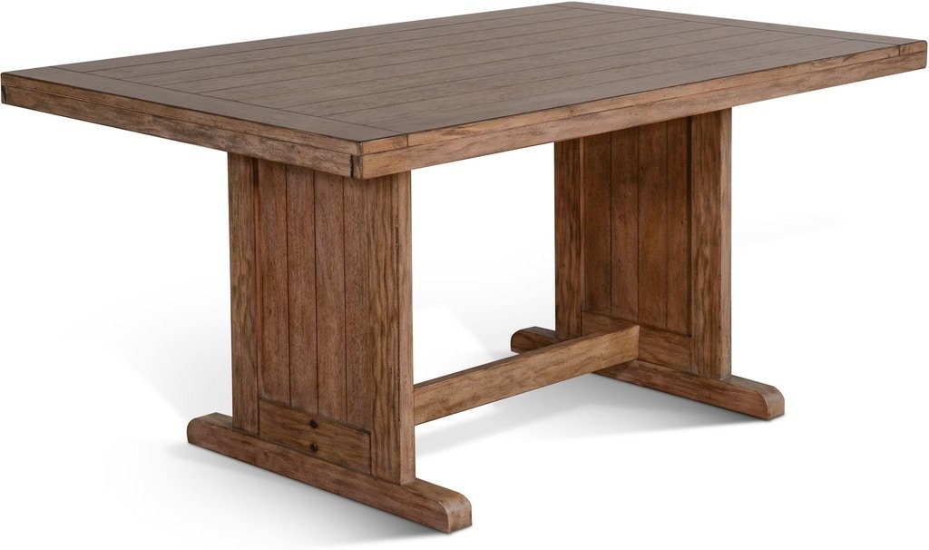 Doe Valley Buckskin Brown Trestle Style Dining Room Table-1