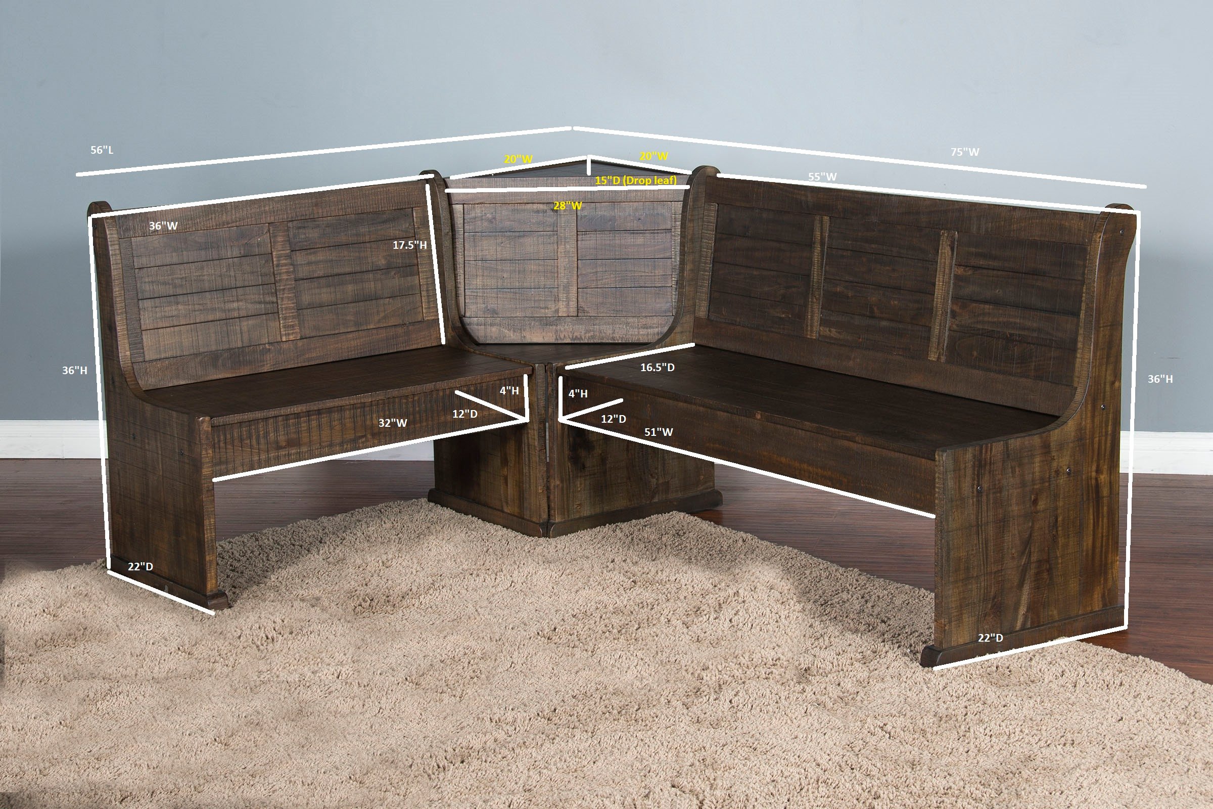 Doe Valley Buckskin Brown 5 Piece Corner Dining Room Set-2