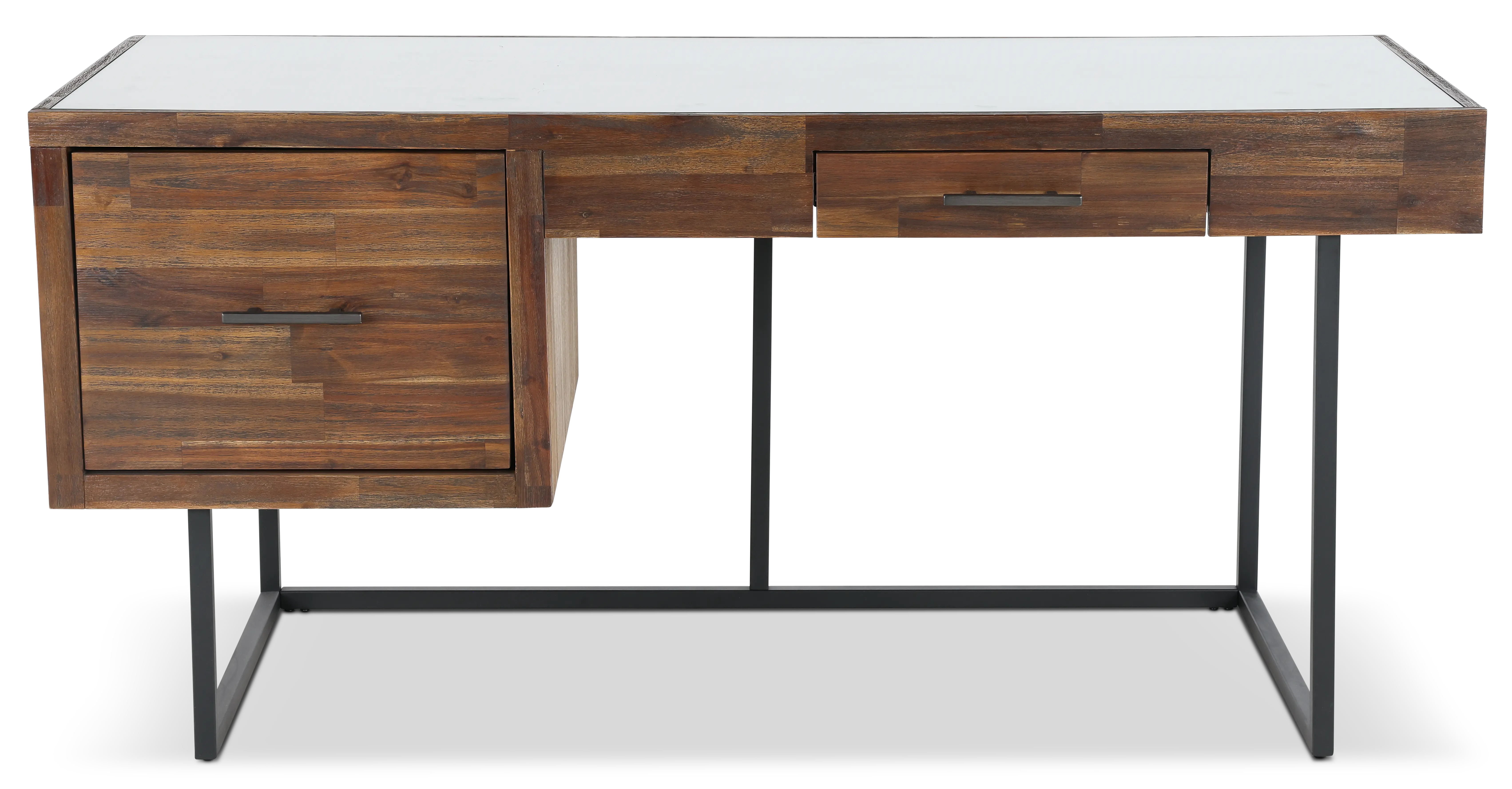 Elbert Industrial Desk with Glass Top-1