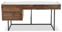 Elbert Industrial Desk with Glass Top