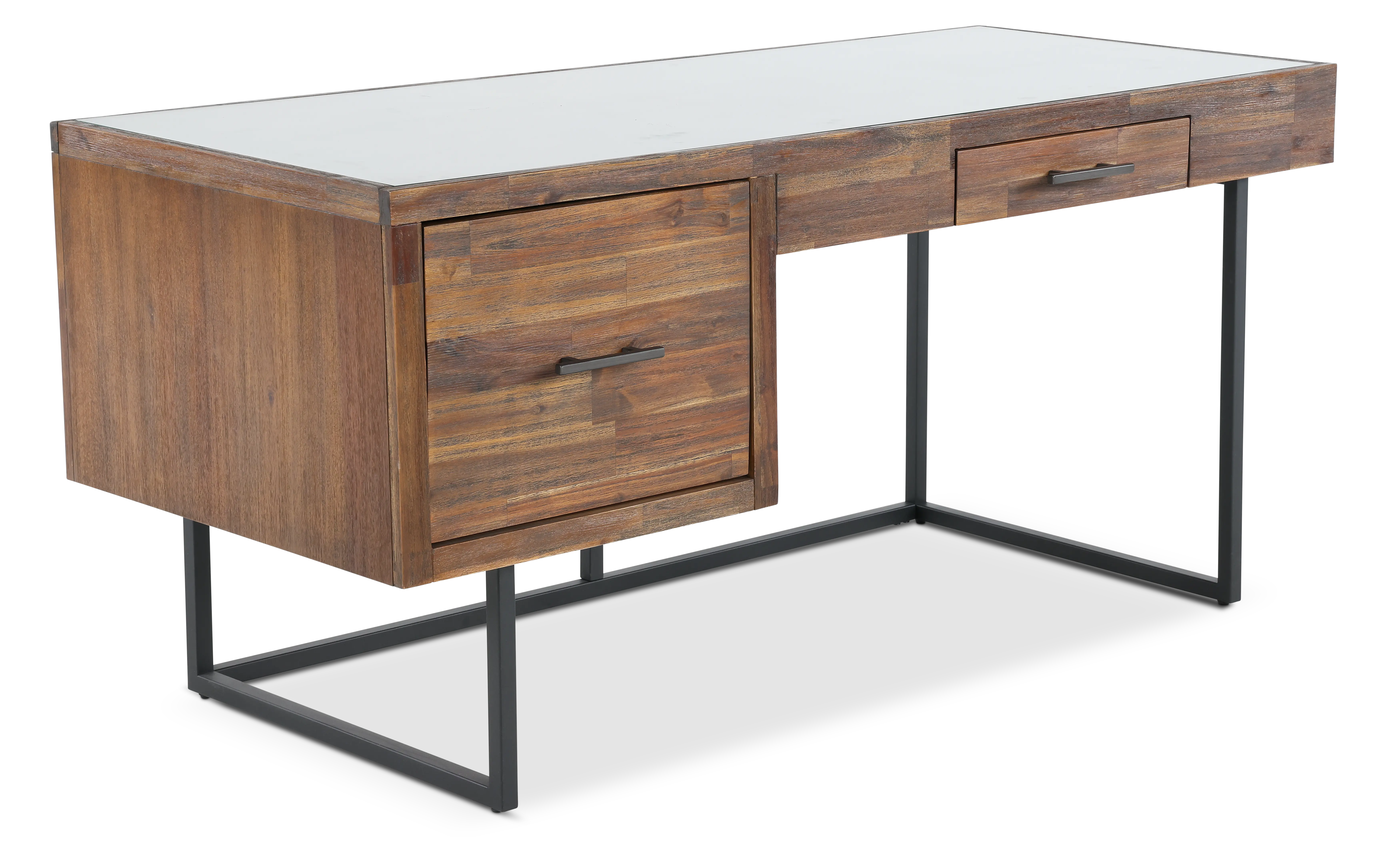 Elbert Industrial Desk with Glass Top-3