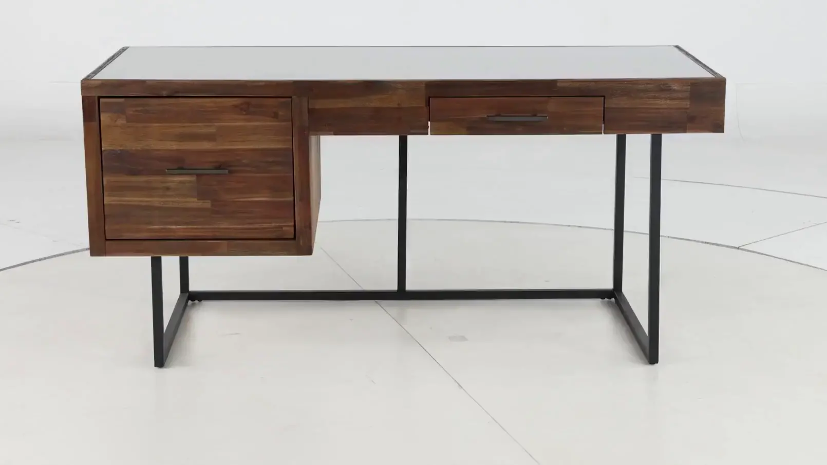 Elbert Industrial Desk with Glass Top-5