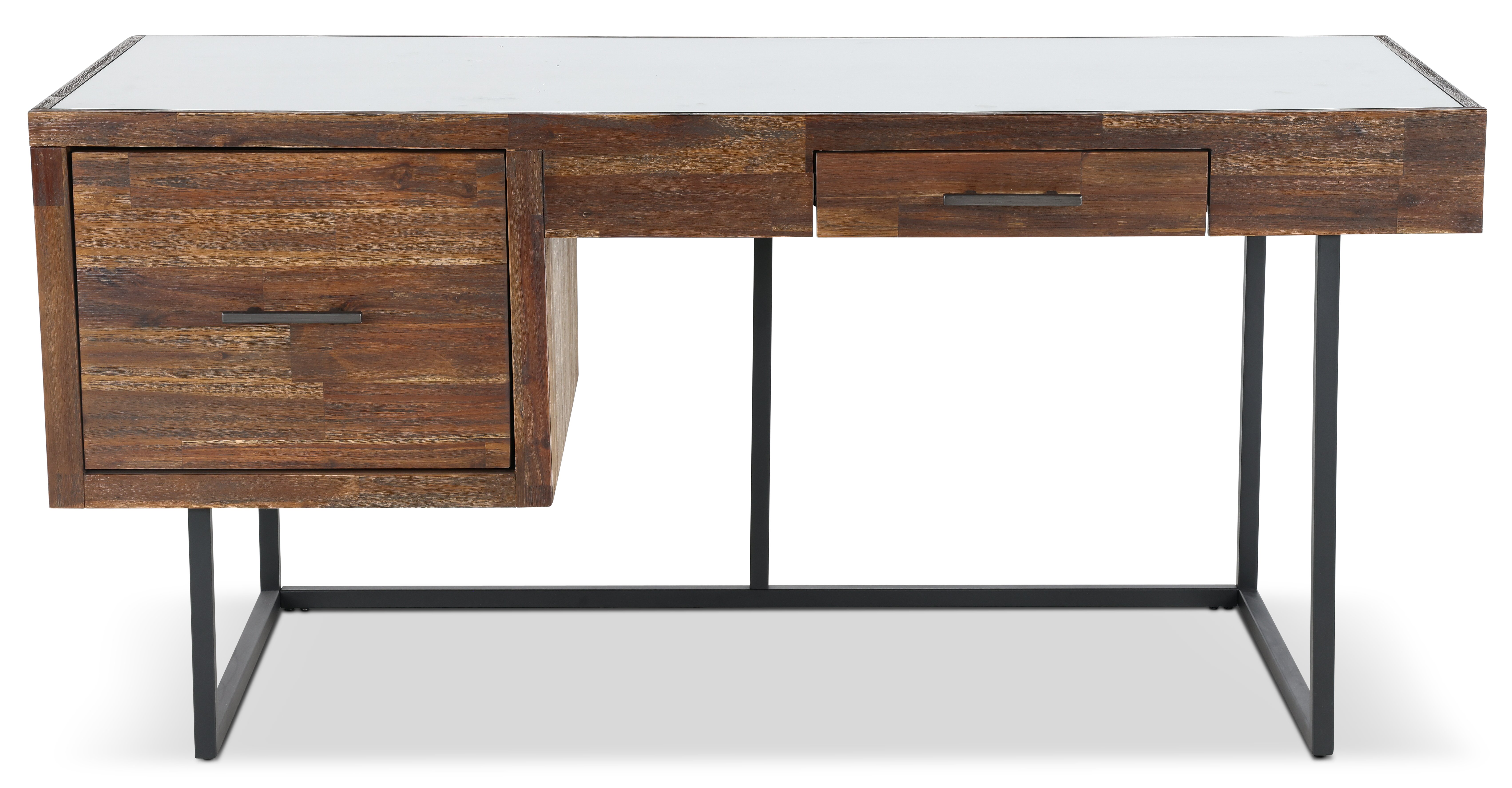 Industrial Desk with Glass Top - Elbert-1