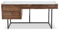 Industrial Desk with Glass Top - Elbert-1