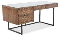 Industrial Desk with Glass Top - Elbert-3