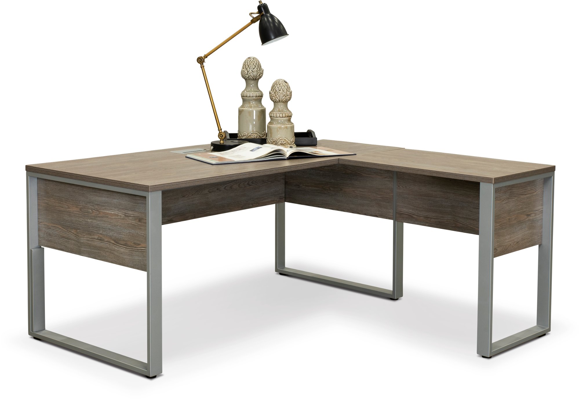Gray Home Office Desk and Return - Kalmar Collection-1