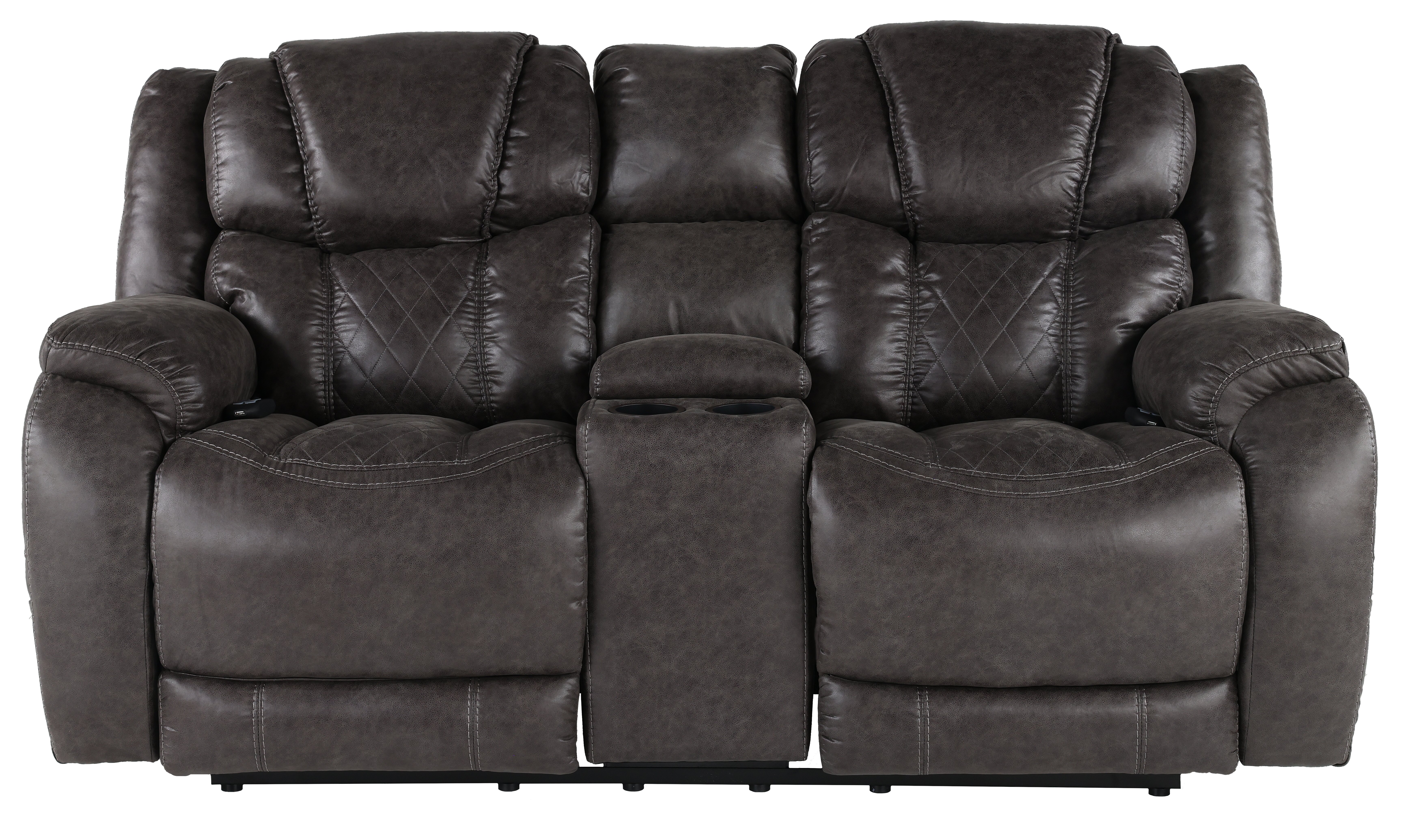 Daytona Steel Dark Brown Power Reclining Loveseat with Console-1