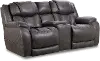 Daytona Steel Dark Brown Power Reclining Loveseat with Console