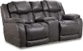 Daytona Steel Dark Brown Power Reclining Loveseat with Console