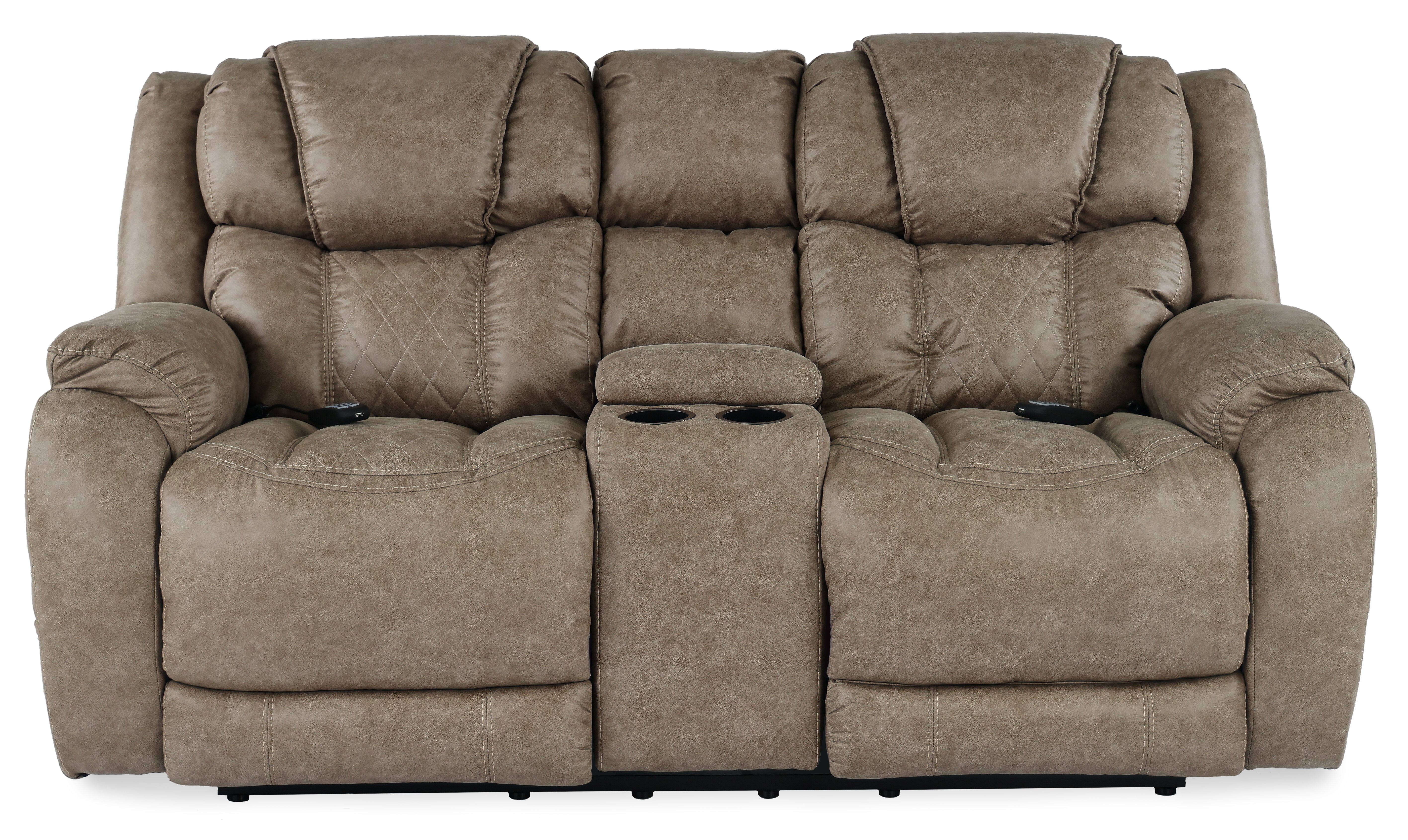 Daytona Mushroom Tan Power Reclining Loveseat with Console-1