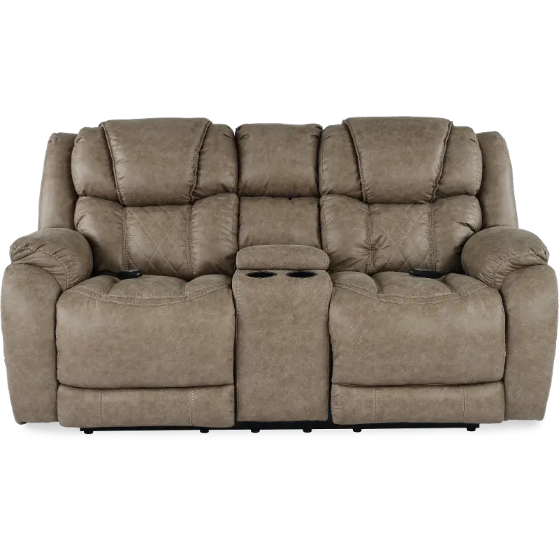 Daytona Mushroom Tan Power Reclining Loveseat with Console