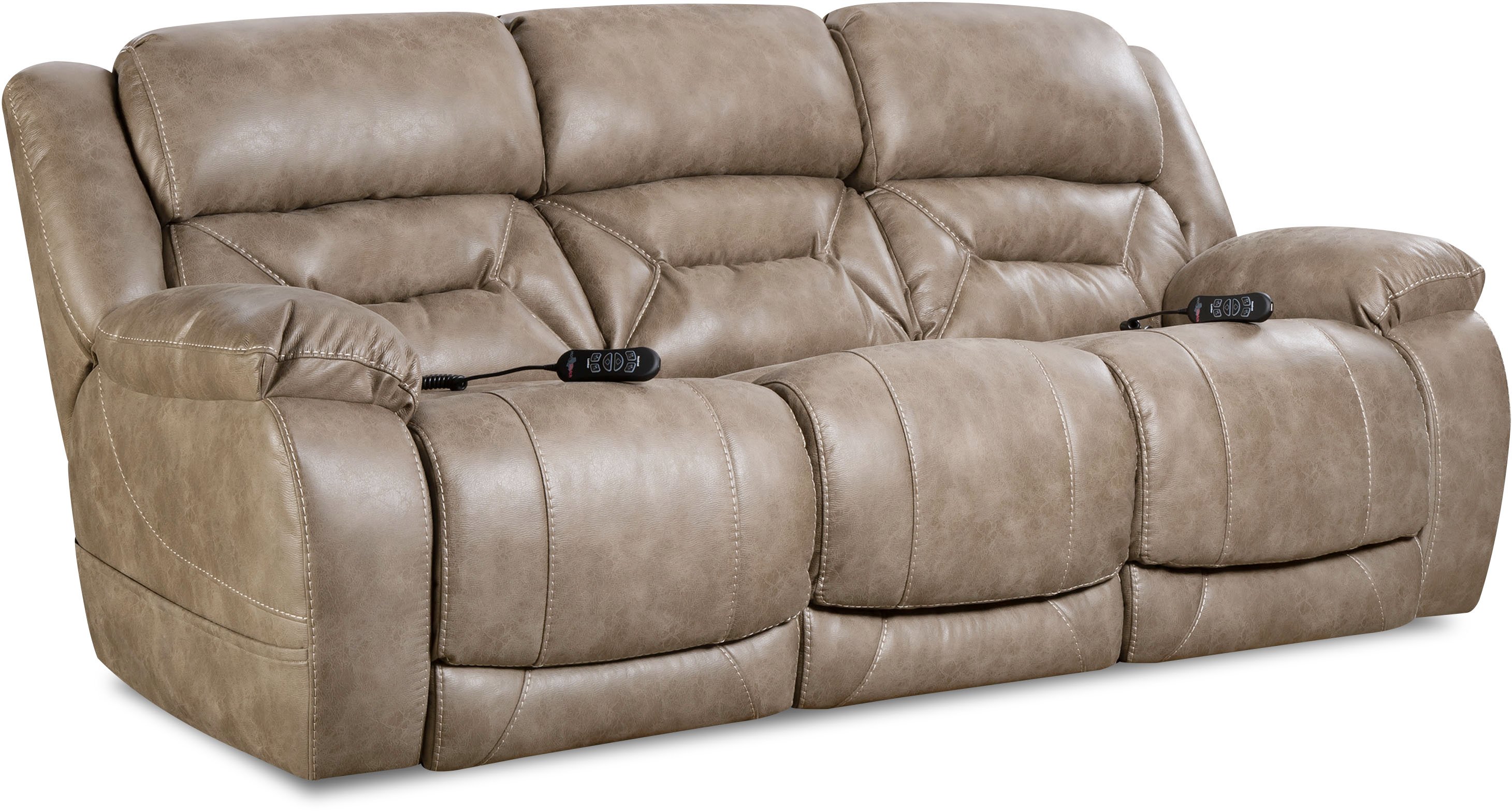 Enterprise Light Mushroom Brown Power Reclining Sofa with Power Headrests-1