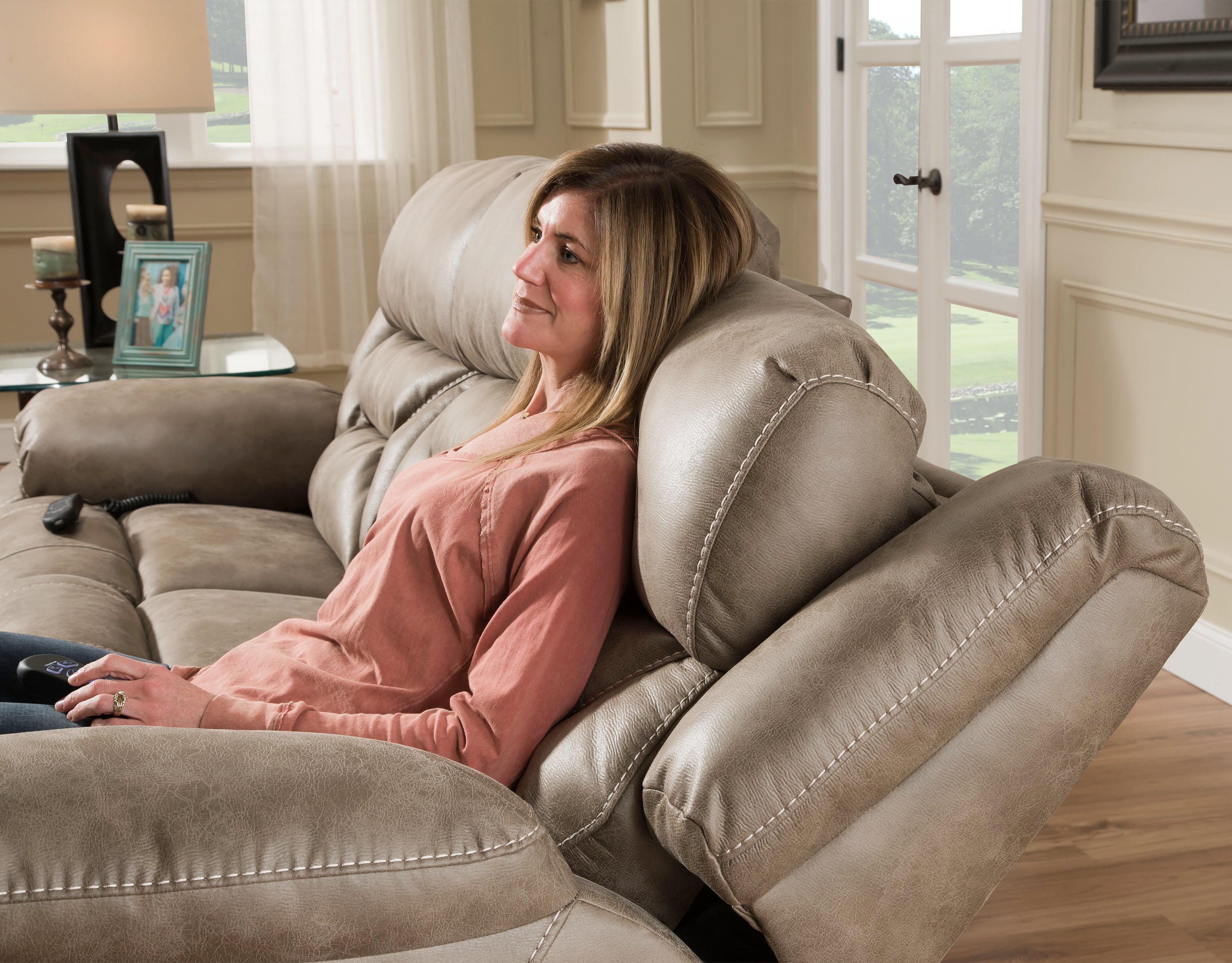 Enterprise Light Mushroom Brown Power Reclining Sofa with Power Headrests-3