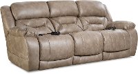 Light Mushroom Brown Power Reclining Sofa with Power Headrests - Enterprise