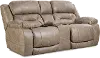 Enterprise Light Mushroom Brown Power Reclining Love Seat with Power Headrests